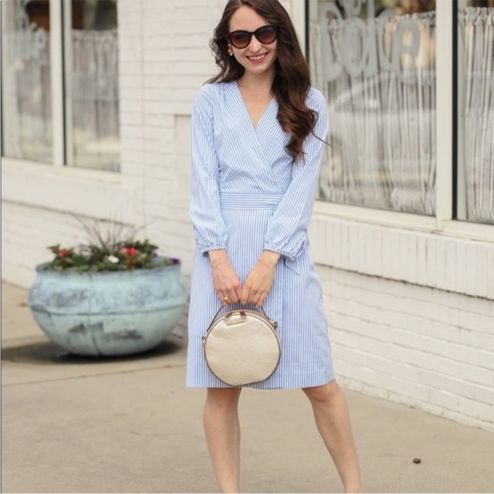 NWT J.CREW Striped Poplin Wrap Dress Retails: $118 Women’s Size: 6